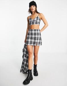 Мини-юбка с разрезом на подоле и принтом в клетку (от комплекта) ASOS DESIGN-Разноцветный