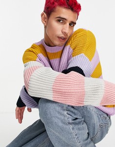Свободный полосатый джемпер в рубчик ASOS DESIGN-Разноцветный