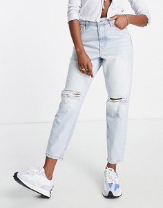 Светло-голубые джинсы в винтажном стиле с рваной отделкой на коленях River Island-Голубой