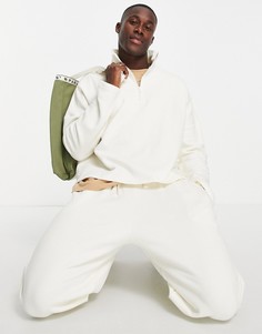 Свободный свитшот в стиле extreme oversized с короткой молнией нежно-белого цвета от комплекта ASOS DESIGN-Белый