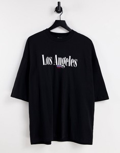Черная oversized-футболка с принтом "Los Angeles" ASOS DESIGN-Черный цвет