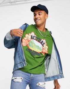 Зеленая oversized-футболка с природным графическим принтом ASOS Actual-Зеленый цвет