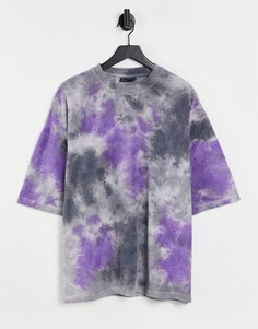 Oversized-футболка из махровой ткани с принтом тай-дай ASOS DESIGN-Разноцветный