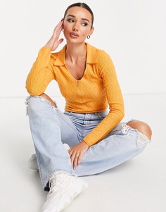 Оранжевый фактурный джемпер с воротником ASOS DESIGN-Оранжевый цвет