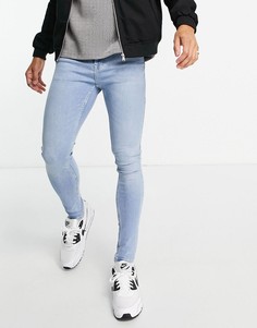 Голубые супероблегающие джинсы Topman-Голубой