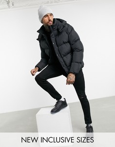 Черный пуховик из переработанного материала со съемным капюшоном ASOS DESIGN Recycled-Черный цвет