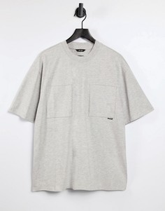 Серая oversized-футболка из органического хлопка с двумя карманами Only & Sons-Серый