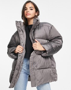 Темно-серый oversized-пуховик ASOS DESIGN Luxe