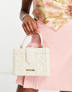 Стеганая сумка цвета слоновой кости с логотипом и ручкой Love Moschino-Серый