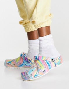 Классические кроксы с радужным мраморным принтом Crocs Out Of This World-Разноцветный