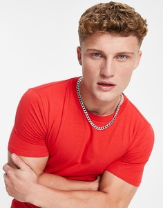 Красная обтягивающая футболка из органического хлопка ASOS DESIGN-Красный