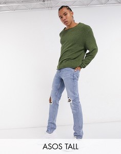 Темно-зеленый фактурный джемпер в стиле oversized ASOS DESIGN Tall-Зеленый цвет