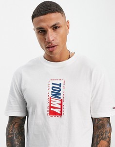 Белая футболка с вертикальным логотипом Tommy Jeans-Белый