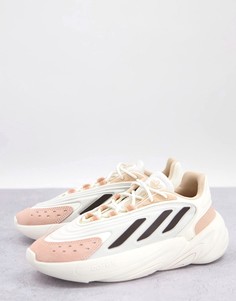 Белые кроссовки с отделкой бежевых тонов adidas Originals Ozelia-Белый