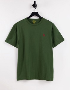 Зеленая oversized-футболка из плотной ткани с фирменным логотипом Polo Ralph Lauren-Зеленый цвет