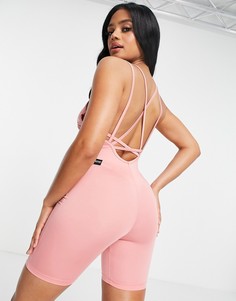 Короткий облегающий комбинезон для йоги ASOS 4505-Розовый цвет