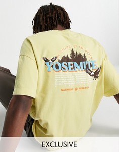 Желтая выбеленная oversized-футболка с принтом "Yosemite" на спине Reclaimed Vintage Inspired-Желтый