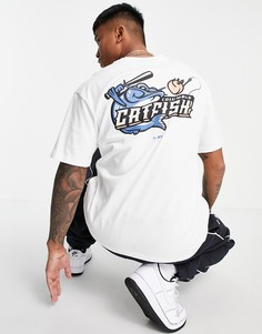 Белая oversized футболка с принтом "Columbus Catfish" New Era Minor League-Белый