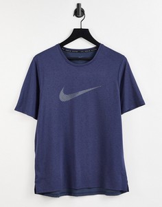 Синяя футболка с логотипом-галочкой Nike Running Run Division Miler-Голубой