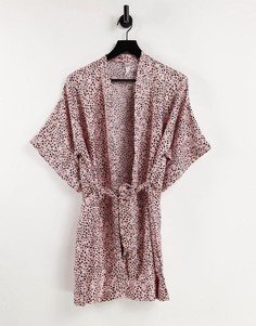 Атласный халат-кимоно с принтом в горошек Cotton:On-Розовый цвет