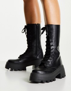 Черные ботинки на шнуровке и массивной подошве ASOS DESIGN Aurora-Черный цвет