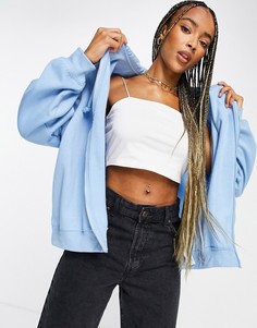 Худи голубого цвета на сквозной молнии Topshop-Голубой