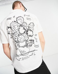 Свободная рубашка с отложным воротником с принтом рисунка ASOS DESIGN Van Gogh-Белый