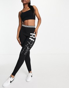 Черные леггинсы с логотипом сбоку River Island Active-Черный цвет