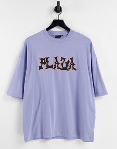 Синяя футболка в стиле oversized с принтом в виде граффити "Plaza" ASOS DESIGN-Фиолетовый цвет