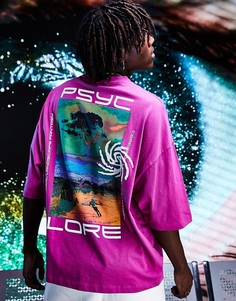 Фиолетовая oversized-футболка с графическим принтом на спине ASOS DESIGN-Фиолетовый цвет