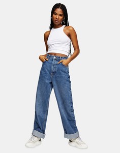Светло-синие oversized джинсы в винтажном стиле Topshop-Голубой