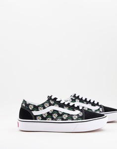 Черные кроссовки с цветочным принтом Vans Old Skool-Черный