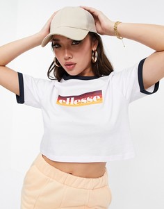 Белая укороченная футболка с логотипом с эффектом омбре ellesse-Белый