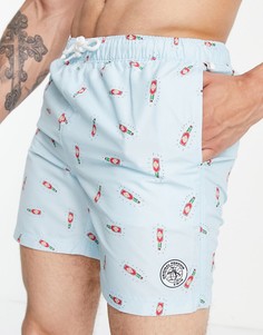 Шорты для плавания с принтом Original Penguin-Голубой