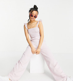 Сиреневый комбинезон в полоску с оборками на рукавах Urban Threads Petite-Фиолетовый цвет