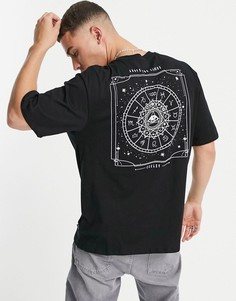 Черная футболка в стиле oversized с принтом на спине в мистическом стиле Only & Sons-Черный цвет