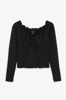 Off-the-shoulder crepe top Monki