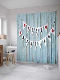 Штора для ванной JoyArty "Поздравление на стене" 180х200 см с крючками
