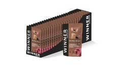 Влажный корм для кошек Winner Extra Meat, говядина, 24шт по 80 гр
