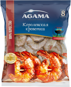 Креветки Agama королевские №8 очищенные с хвостом свежемороженые