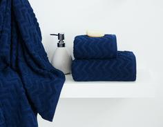 Полотенце махровое "Guten Morgen" Navy blue, зигзаг, синий