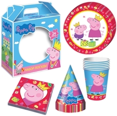 Набор одноразовой посуды для праздника Пеппа-принцесса Peppa Pig 24 предмета