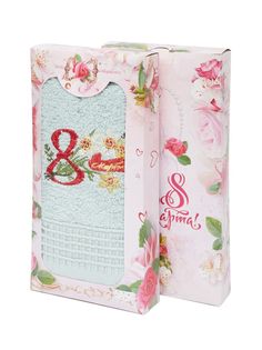 Подарочное махровое полотенце "Первоцвет-шоколадка" Мята, 34 х 71 "Всё себе"