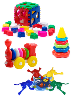 Развивающая игрушка Karolina Toys Кубик бол.+Пирамида Мал.+Паровозик+Команда КВА №1