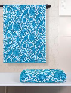 Полотенце велюровое "Guten Morgen" Paradise turquoise, орнамент, голубой