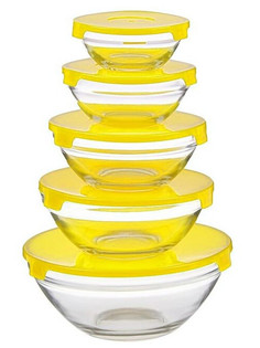 Набор салатников Доляна Классика 900ml/500ml/350ml/200ml/130ml 5шт Yellow 906126 Эврика