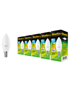 Комплект из 5 светодиодных ламп Sholtz свеча 5Вт E14 2700К C37 220-240В пластик