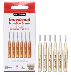 Бамбуковые межзубные ершики BAMBOO INTERDENTAL BRUSH, размер 2 0.50ММ, цвет красный The Humble Co.