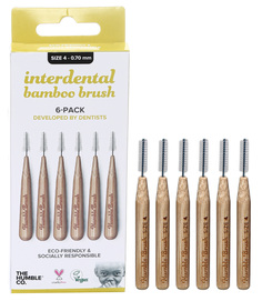 Бамбуковые межзубные ершики BAMBOO INTERDENTAL BRUSH, размер 4 0.70ММ, цвет желтый The Humble Co.