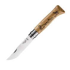 Нож Opinel №8, нержавеющая сталь, рукоять дуб, гравировка серна